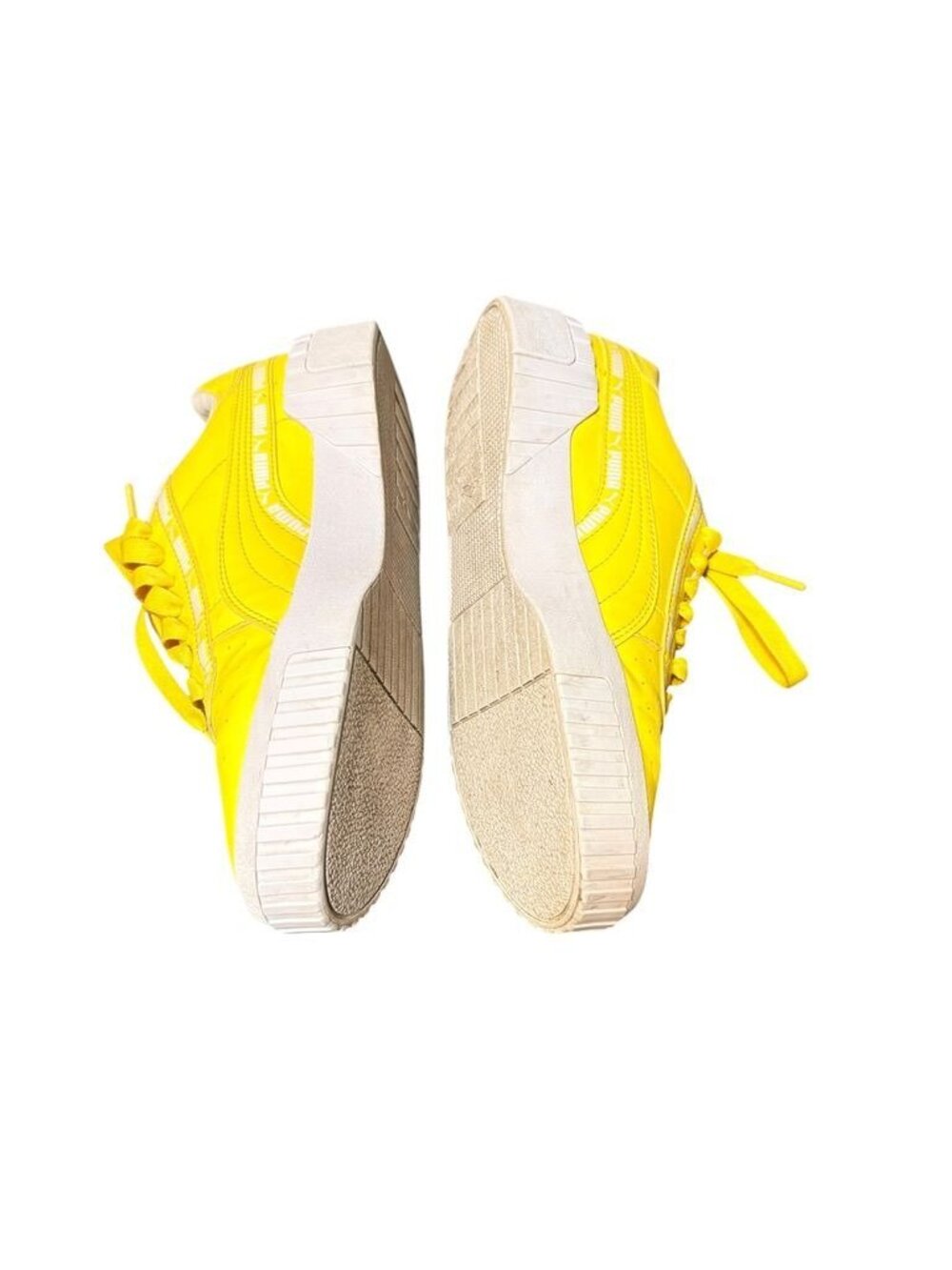 Puma Cali Taping Sneakers 38.5 fits a women 7.5 or kids 6.5 Yellow White - Picture 8 of 9